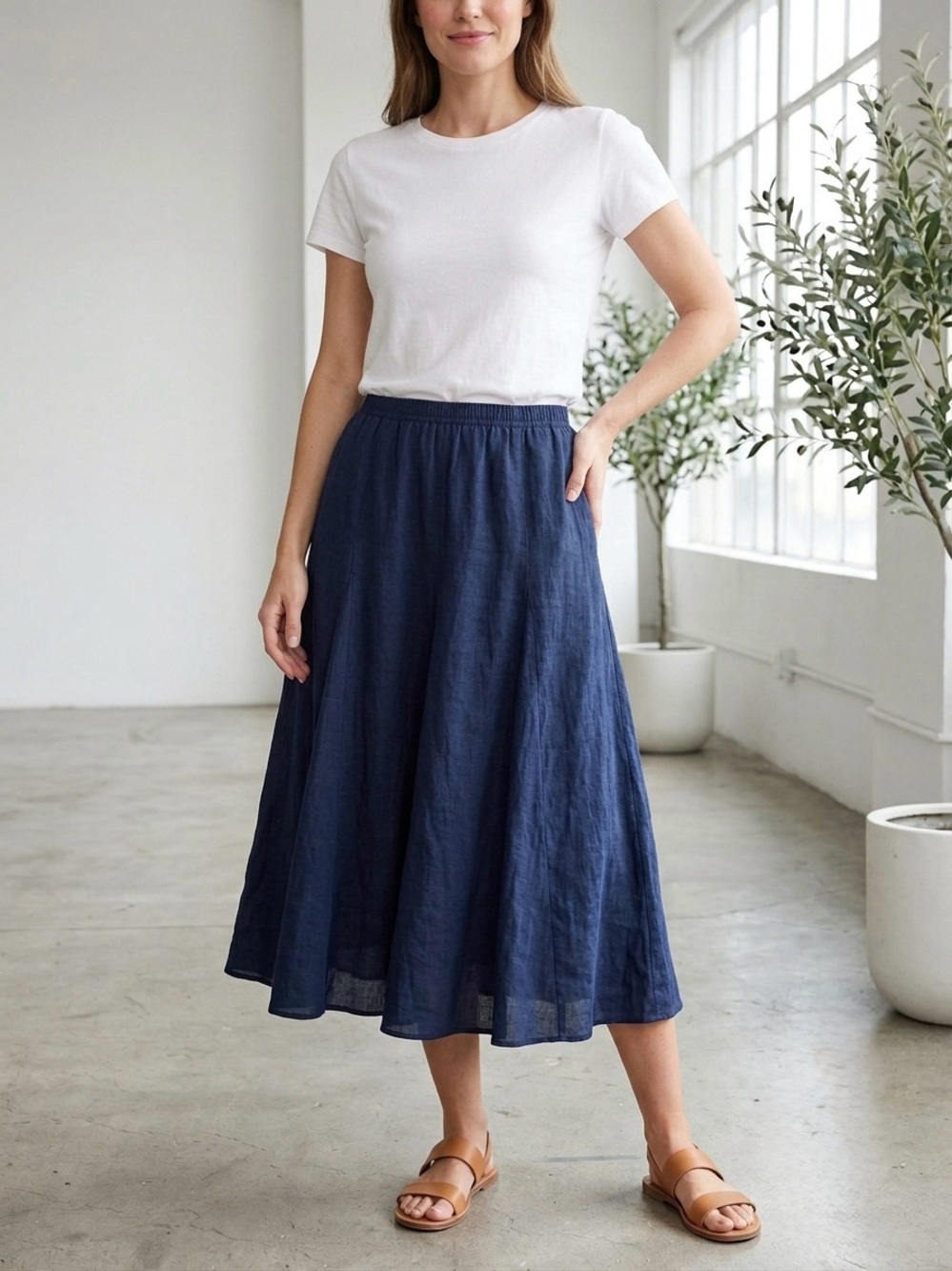 Westport Navy A-Line Midi Skirt